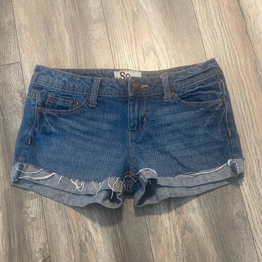 SO Women's Rolled Hem Blue Jean Shorts